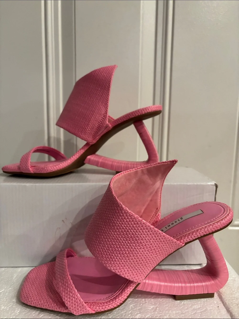 Gianni Bini pink Sculpted Heel Slide Sandals - Women